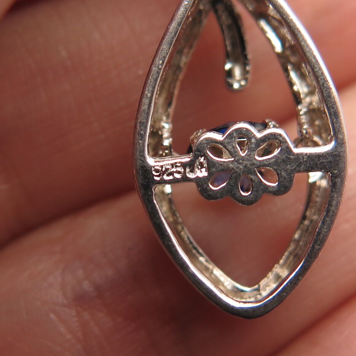 925 Sterling Silver Lab-Created Sapphire Gem Pendant