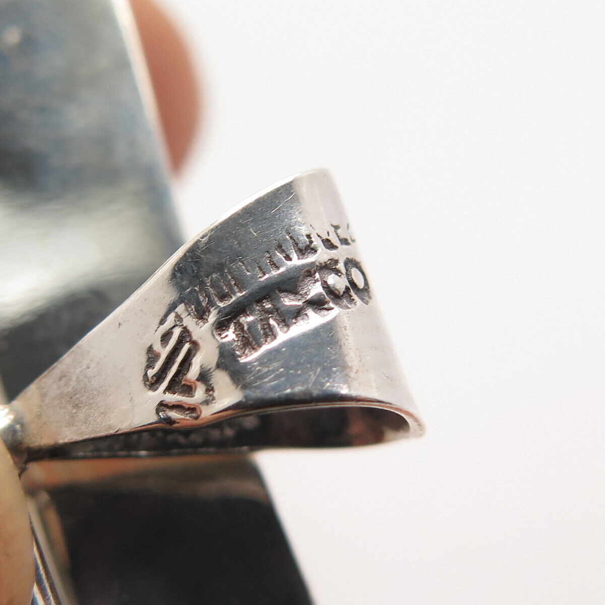 925 Sterling Silver Vintage Mexico Taxco Turquoise Gem Inlay Tribal Pin Brooch