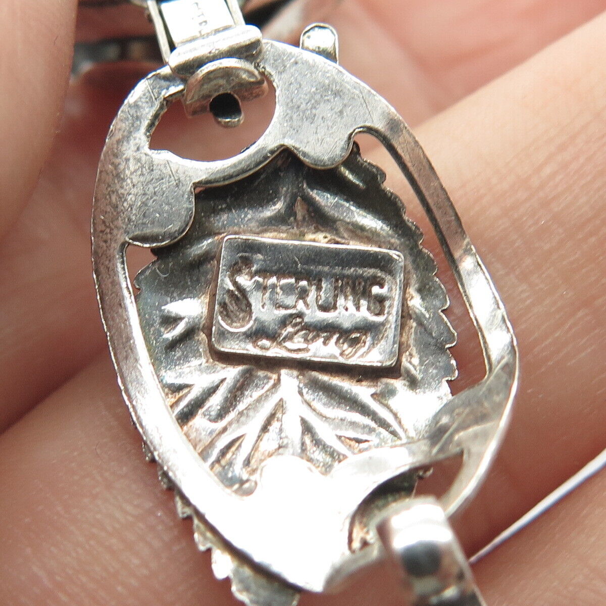 925 Sterling Silver Vintage Lang Rose & Leaf Floral Chain Necklace 16"