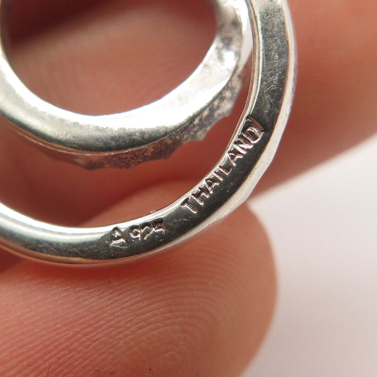 925 Sterling Silver Real Marcasite Gem Double Circle Pendant