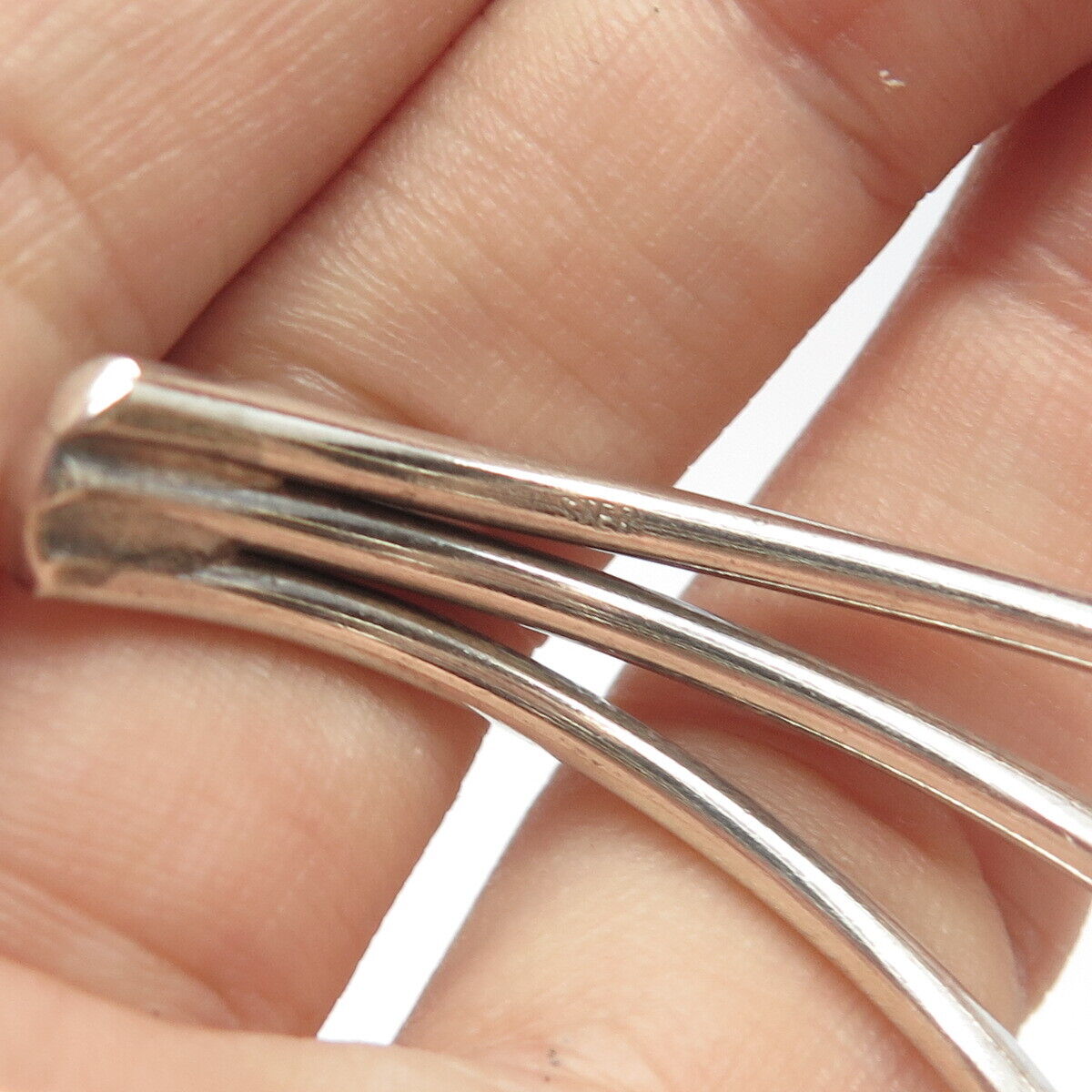 925 Sterling Silver 2-Tone Vintage Adjustable Ball Cuff Bracelet 6.5"