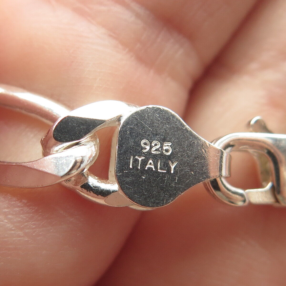 925 Sterling Silver Vintage Italy P. Lux Figaro Chain Necklace 20"