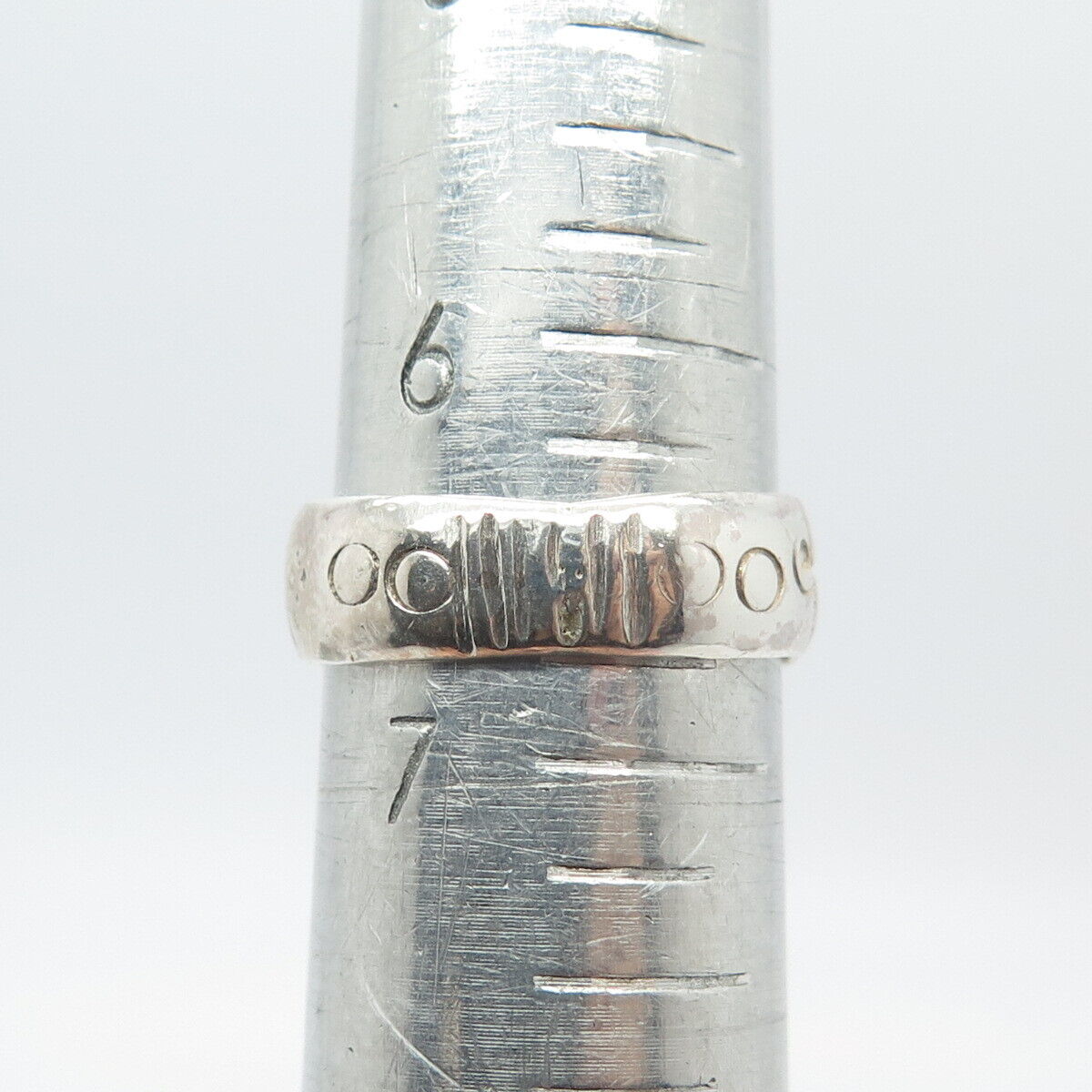 925 Sterling Silver Vintage Real Shell Modernist Ring Size 6.75