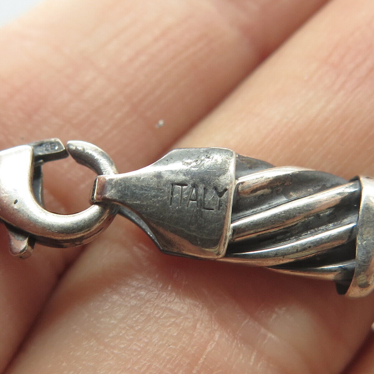 925 Sterling Silver Vintage Italy Tube Chain Necklace 18"