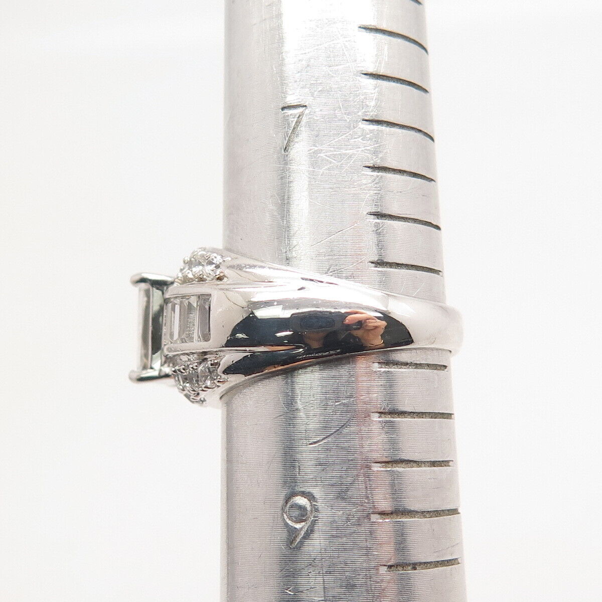 925 Sterling Silver Ross Simons Emerald-Cut C Z Ring Size 8.25