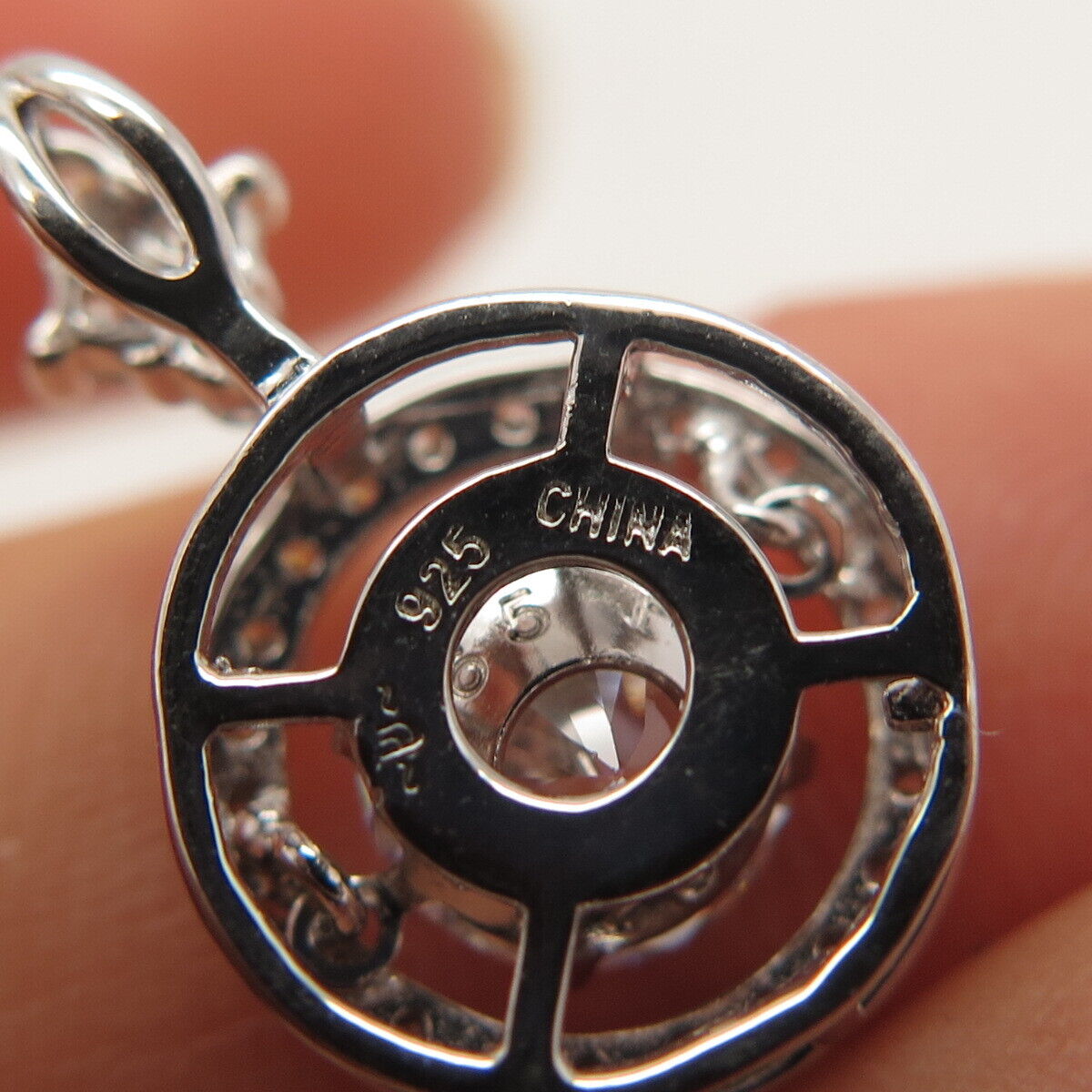 925 Sterling Silver C Z Round Slide Pendant