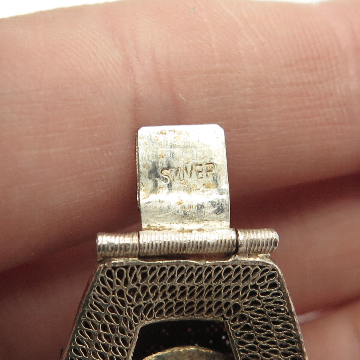 925 Sterling Silver Antique Real Tiger Eye Gemstone Filigree Bracelet 7.25"