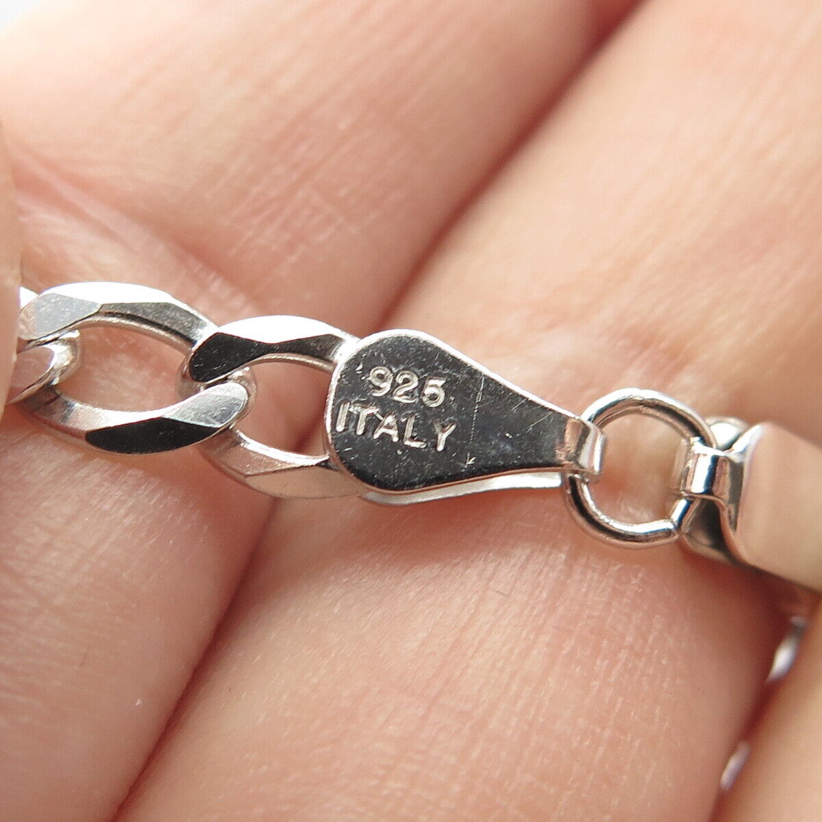 925 Sterling Silver Italy Figaro Chain Necklace 20"