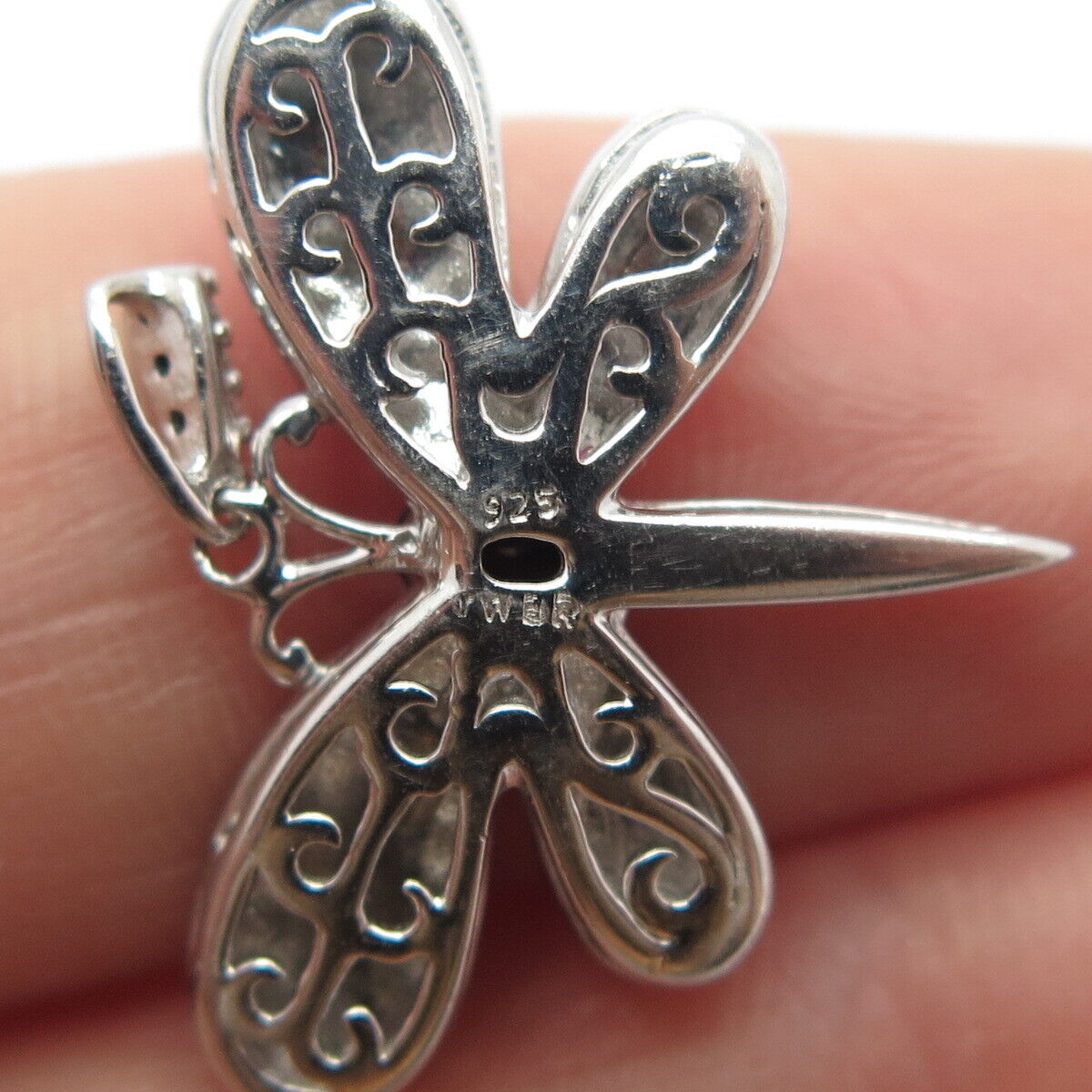 925 Sterling Silver JWBR Jane Seymour Real Diamond & Sapphire Enamel Pendant