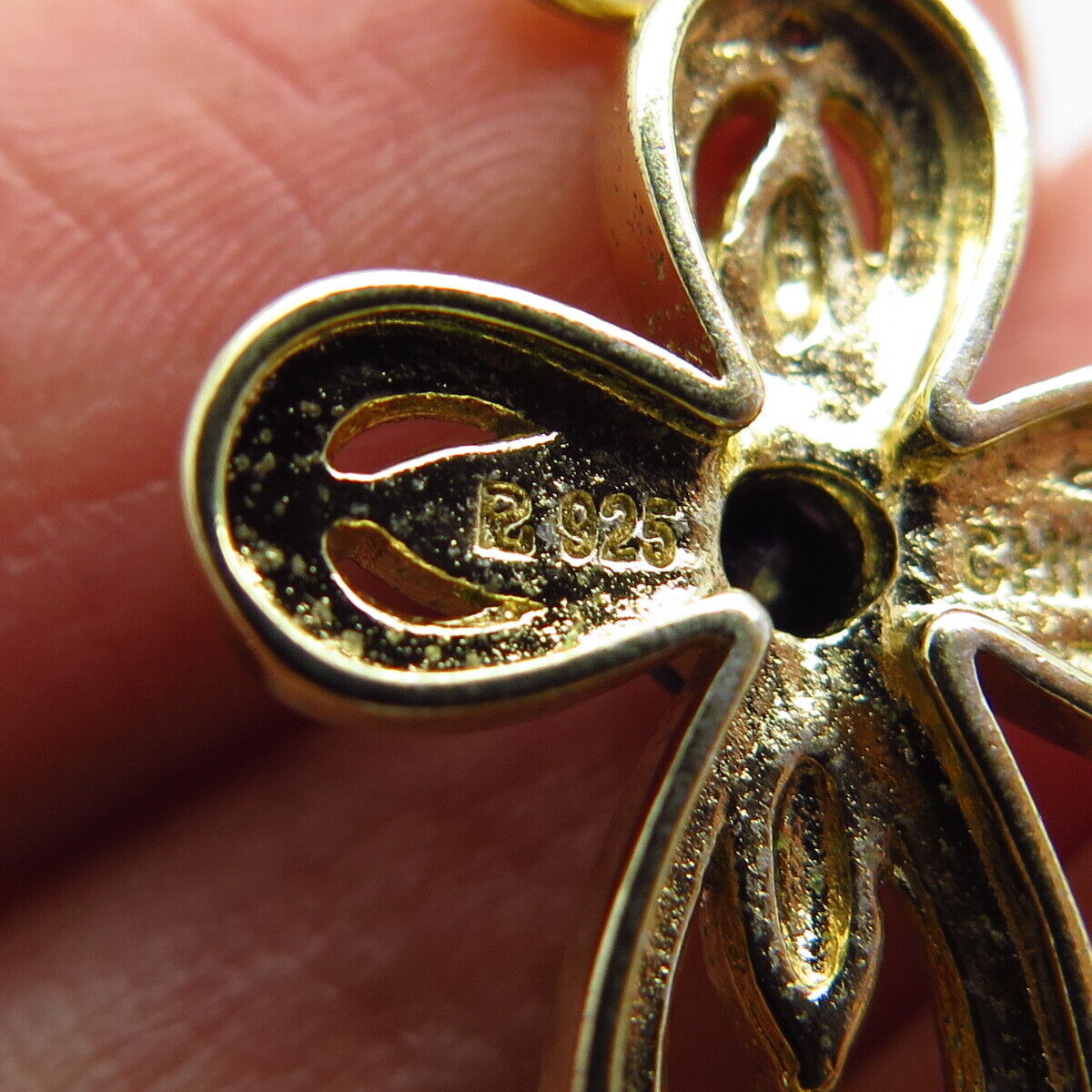 925 Sterling Silver Gold Plated Enamel Diamond Accent & Sapphire Gem Pendant