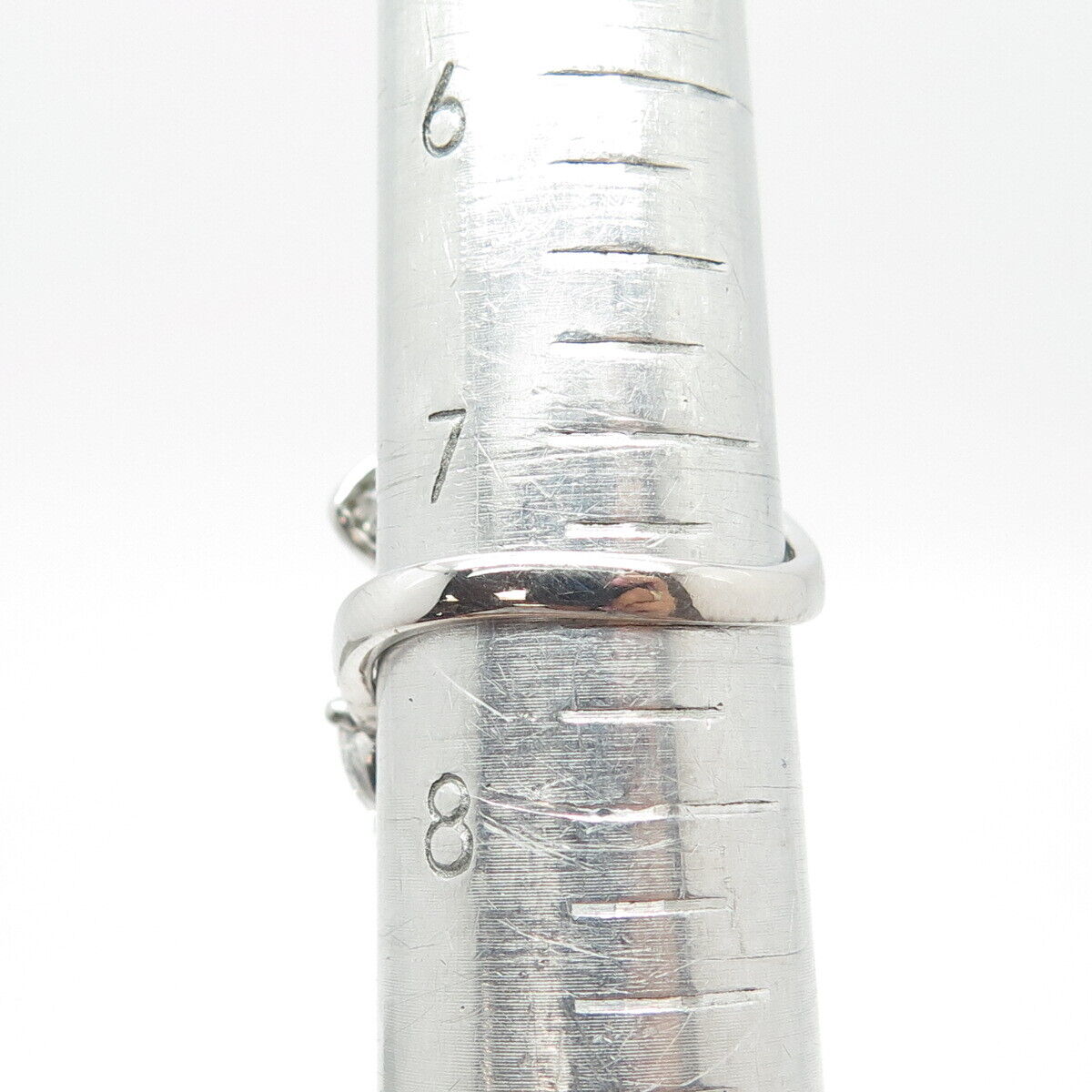 925 Sterling Silver Pave C Z Floral Overlap Ring Size 7.5