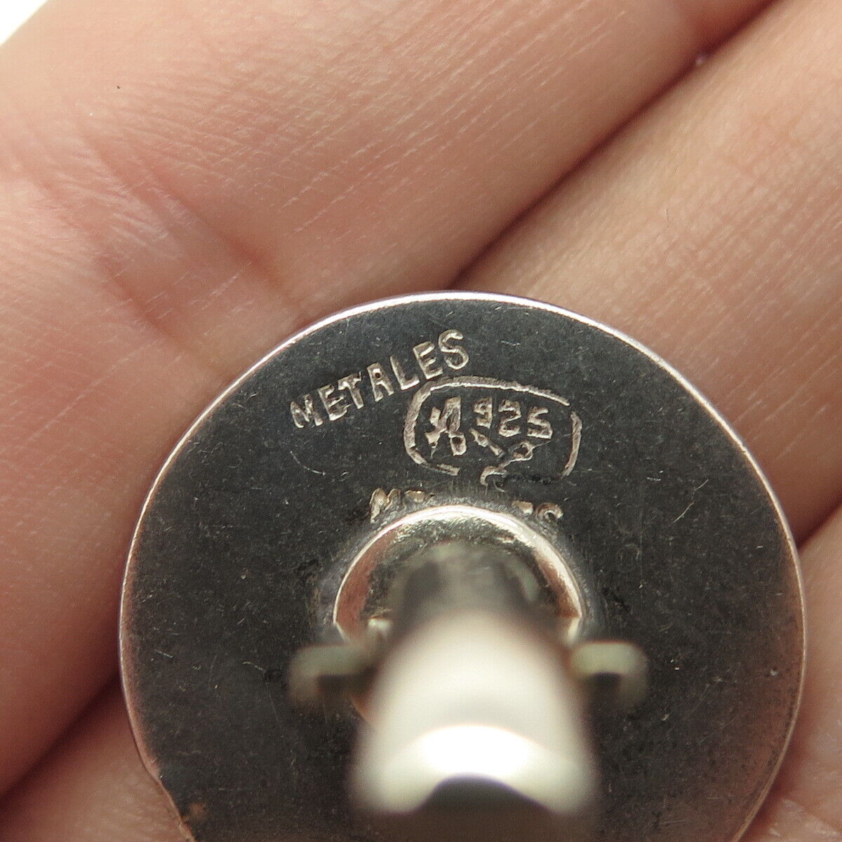 925 Sterling Silver 2-Tone Vintage Real Azurite Inlay Metales Casados Cufflinks