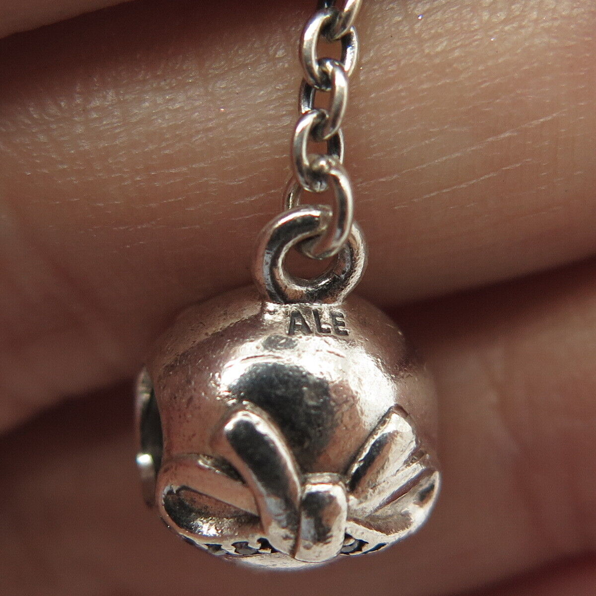 925 Sterling Silver PANDORA C Z Dainty Bow Safety Chain Charms