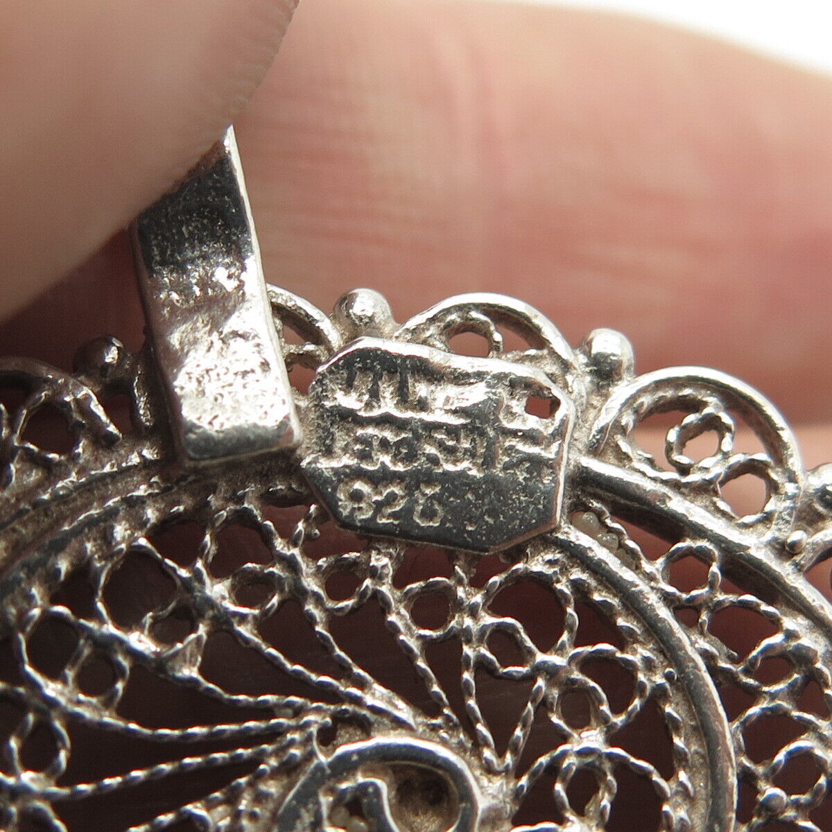 925 Sterling Silver Antique Art Deco Filigree Pendant