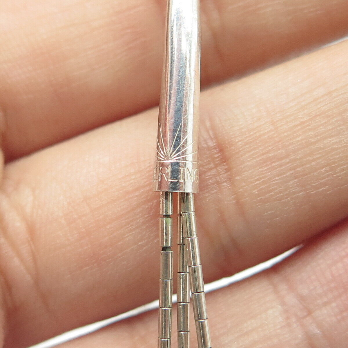 925 Sterling Silver Vintage Sunrise Southwestern Yellow Bead Liquid Necklace 20"