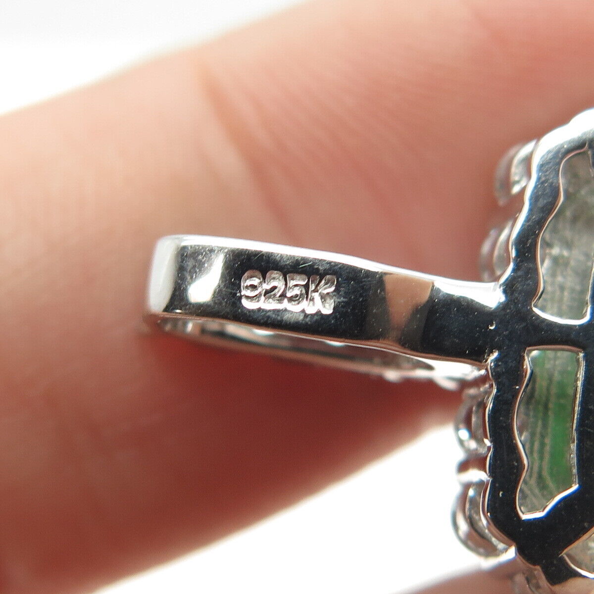 925 Sterling Silver Radiant-Cut Green Glass & Round-Cut C Z Pendant