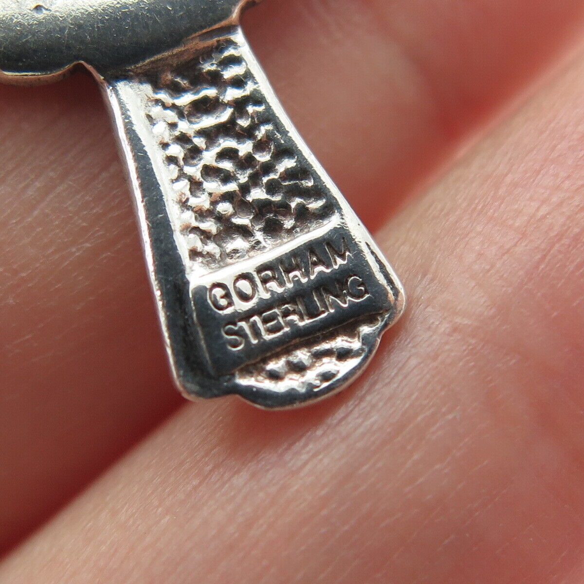 GORHAM 925 Sterling Silver 2-Tone Vintage "Footprints" Cross Religious Pendant