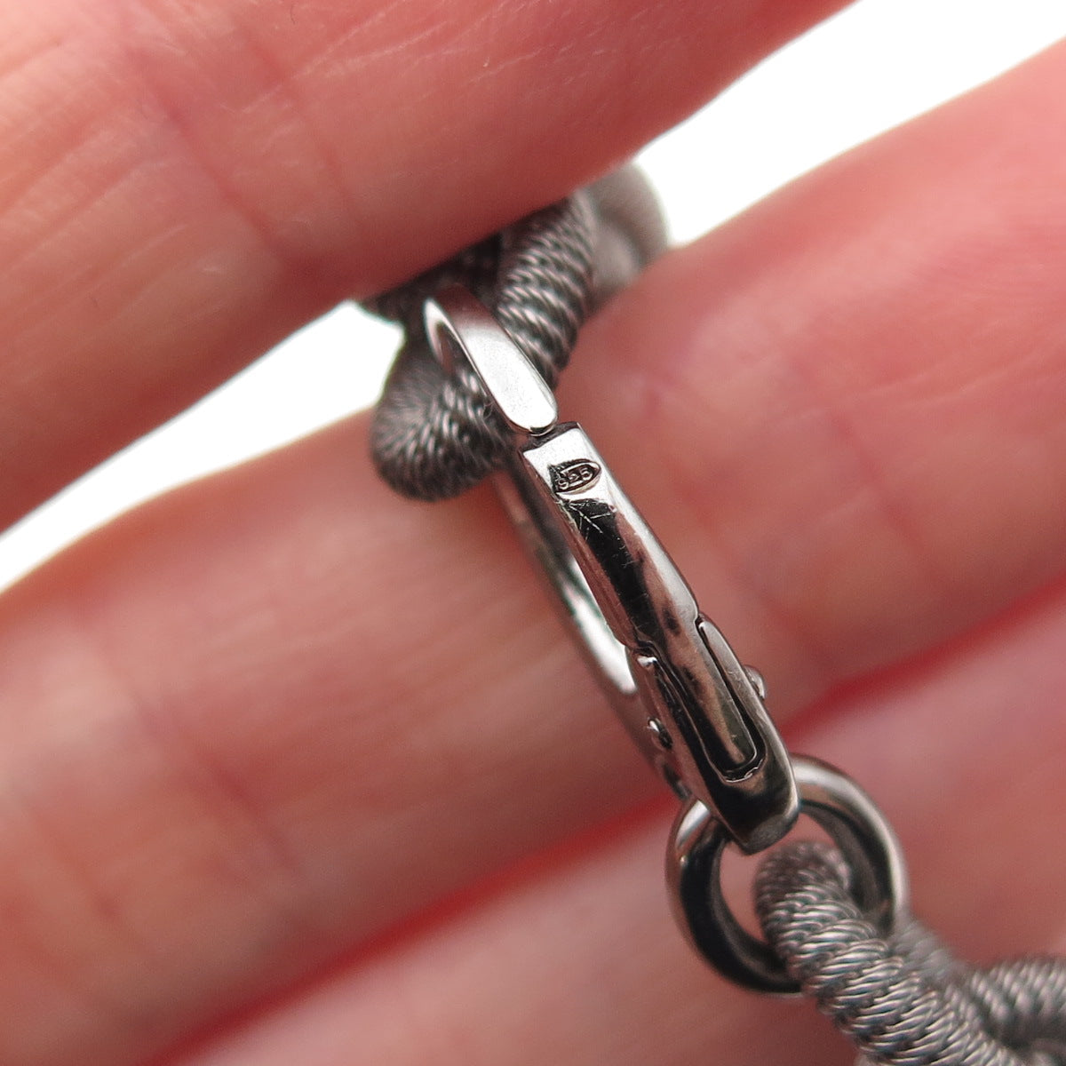 925 Sterling Silver Black Rhodium C Z Cable Link Bracelet 6.75"