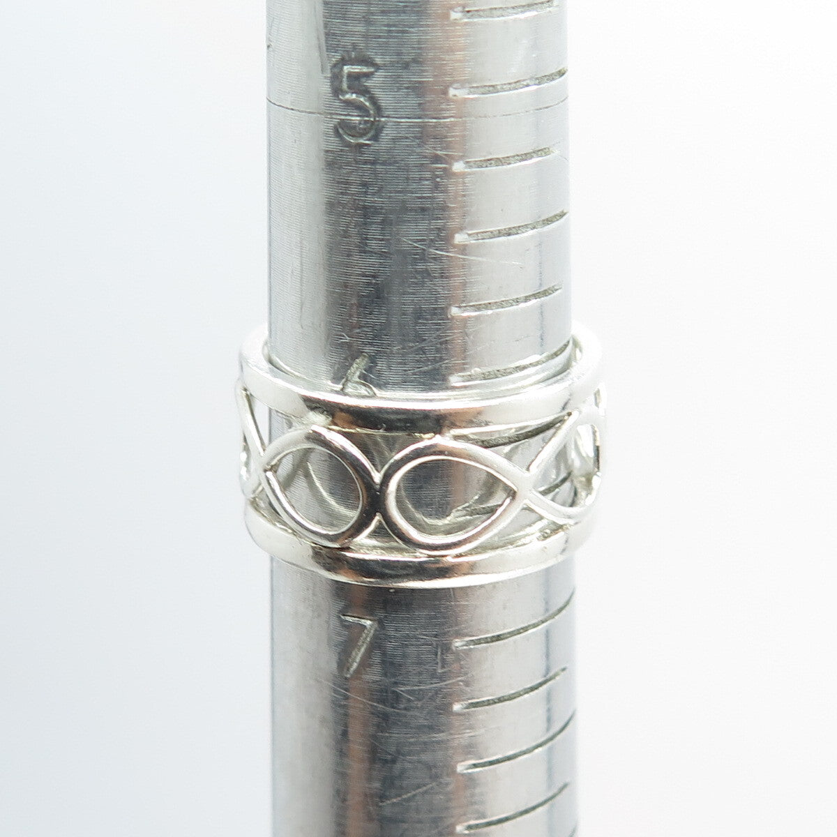 925 Sterling Silver Vintage All Around Infinity Band Ring Size 6.75