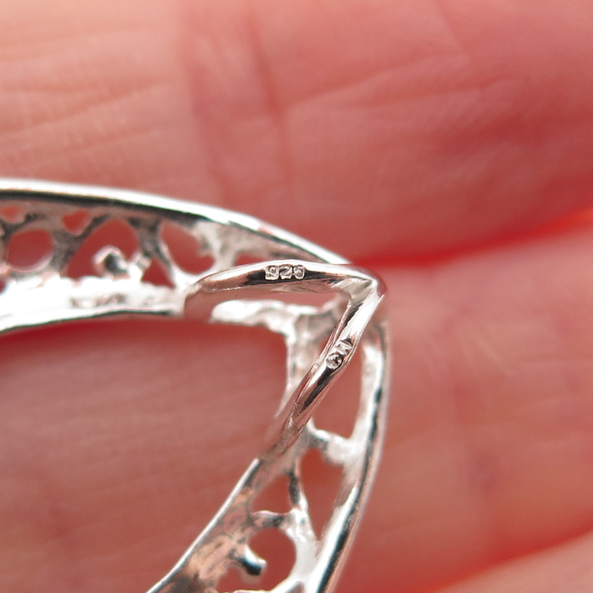 925 Sterling Silver Vintage Ornate Teardrop Slide Charm Pendant
