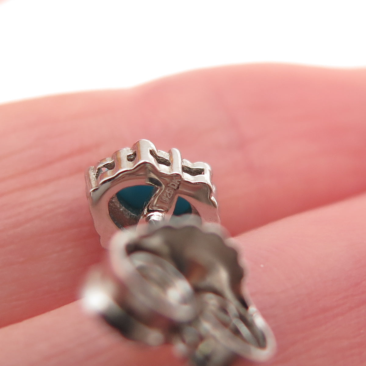 925 Sterling Silver Real Sleeping Beauty Turquoise Stud Earrings
