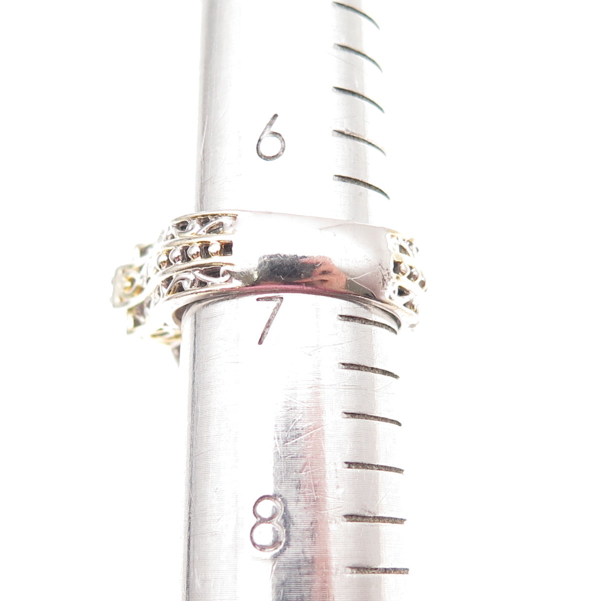 Michael Valitutti Gems En Vogue 925 Sterling 2-Tone Coral Tanzanite Ring Size 7