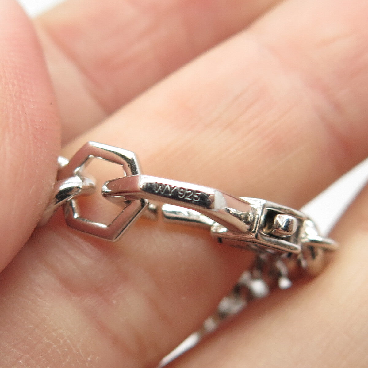 925 Sterling Silver With You Lockets Curb Link Bracelet 6.75"