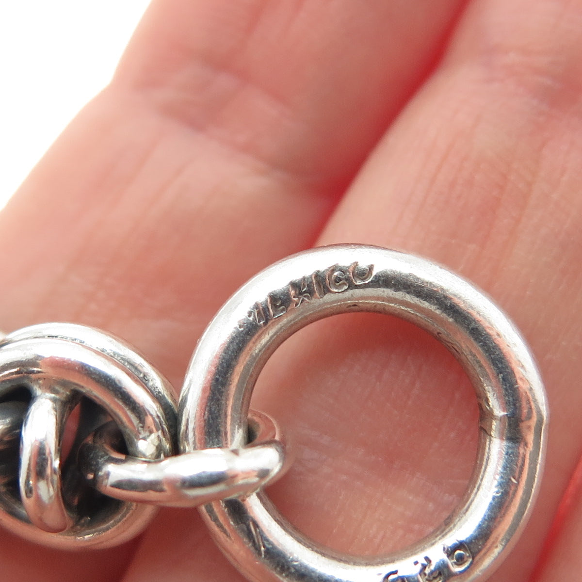 925 Sterling Silver Vintage Mexico Bismark Link Oxidized Bracelet 7"