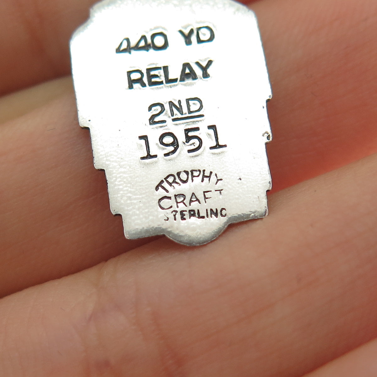 TROPHY CRAFT 925 Sterling Silver Vintage 1951 Troy Relays Oxidized Charm Pendant