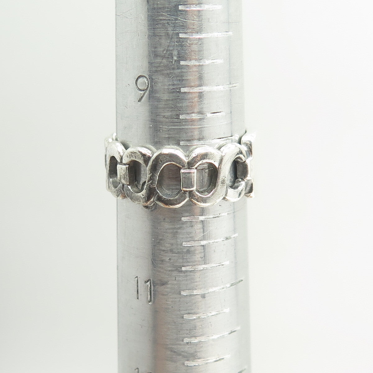 FRIENDSHIP 925 Sterling Silver Vintage Infinity Chain Link Band Ring Size 10