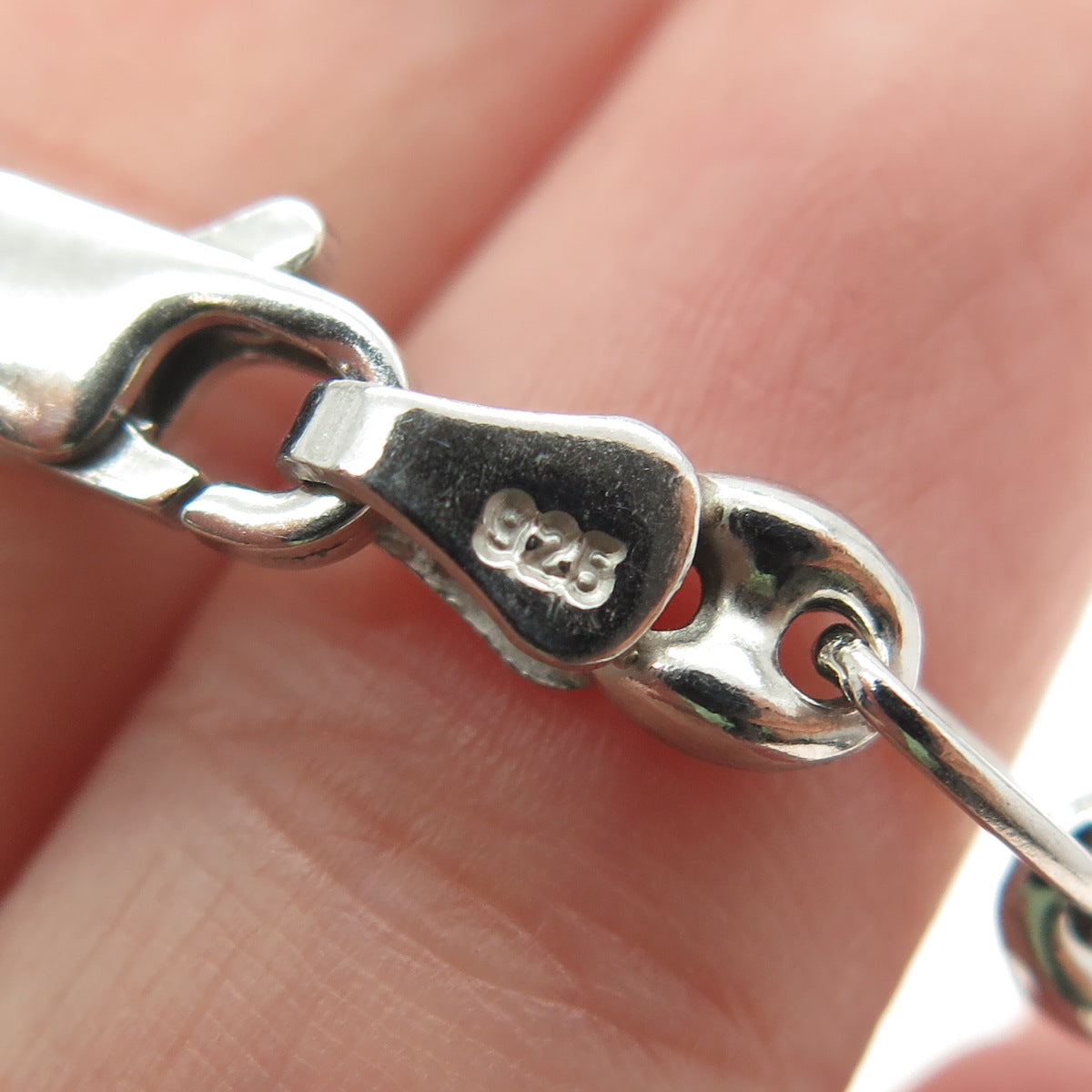 925 Sterling Silver Anchor Mariner Oval Chain Necklace 18"