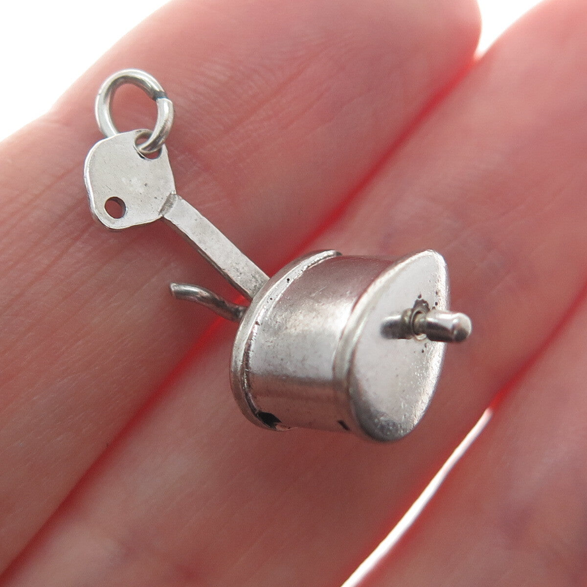 925 Sterling Silver Antique Art Deco Coffee Grinder Minimalist Charm Pendant