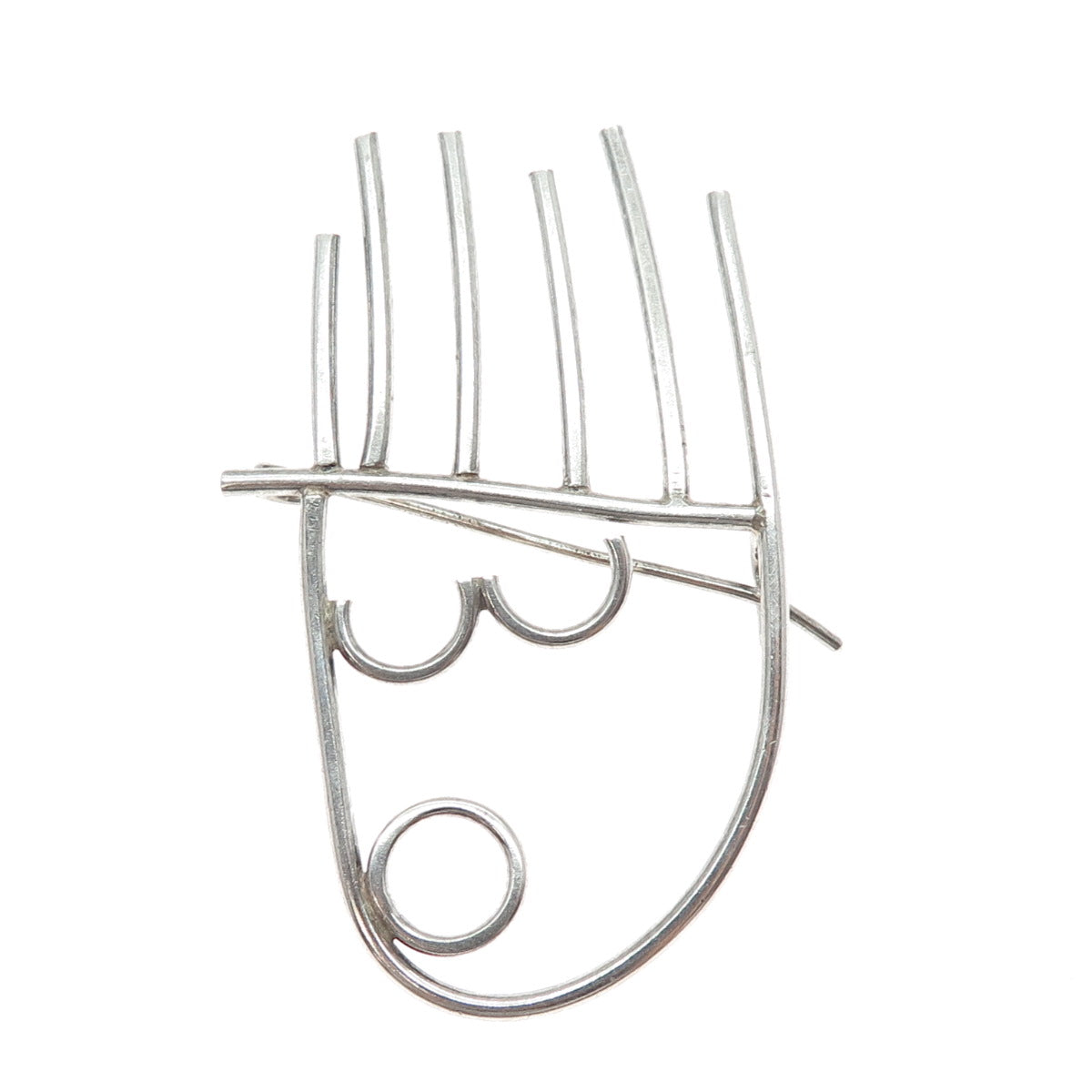925 Sterling Silver Vintage Modernist Boy's Face Cartoon Character Pin Brooch