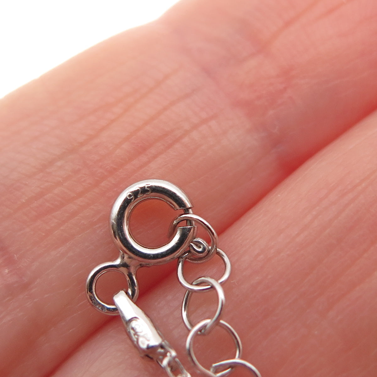 925 Sterling Silver Murano Glass & C Z Hamsa Evil's Eye Bracelet 6.25-7.75"