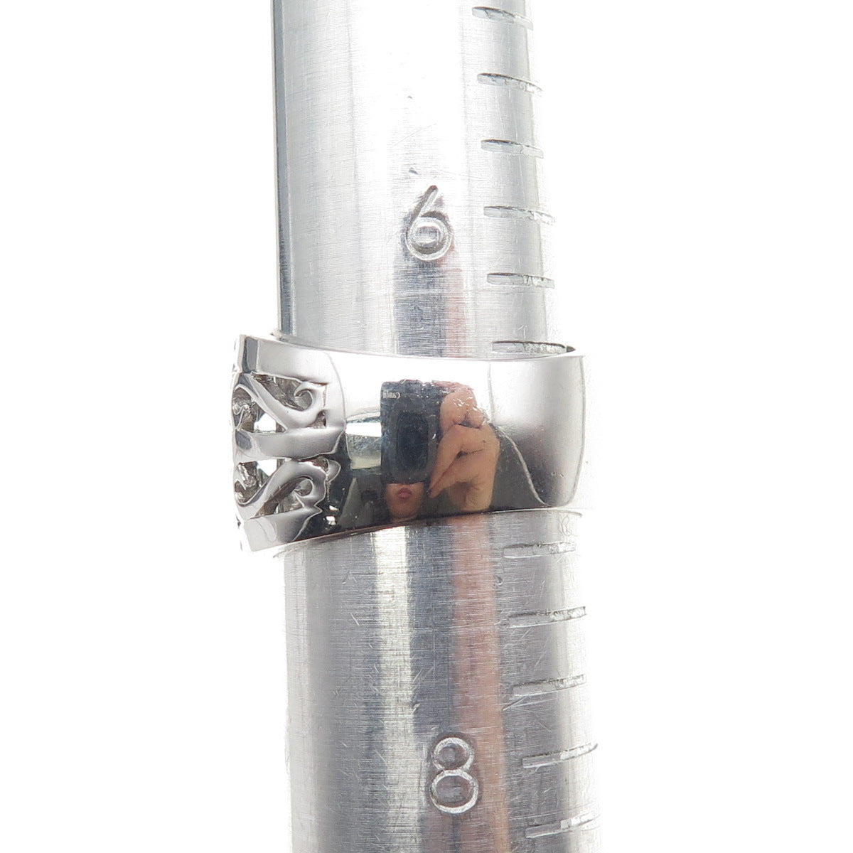 925 Sterling Silver 2-Tone Black Rhodium Round-Cut C Z Heart Ring Size 7