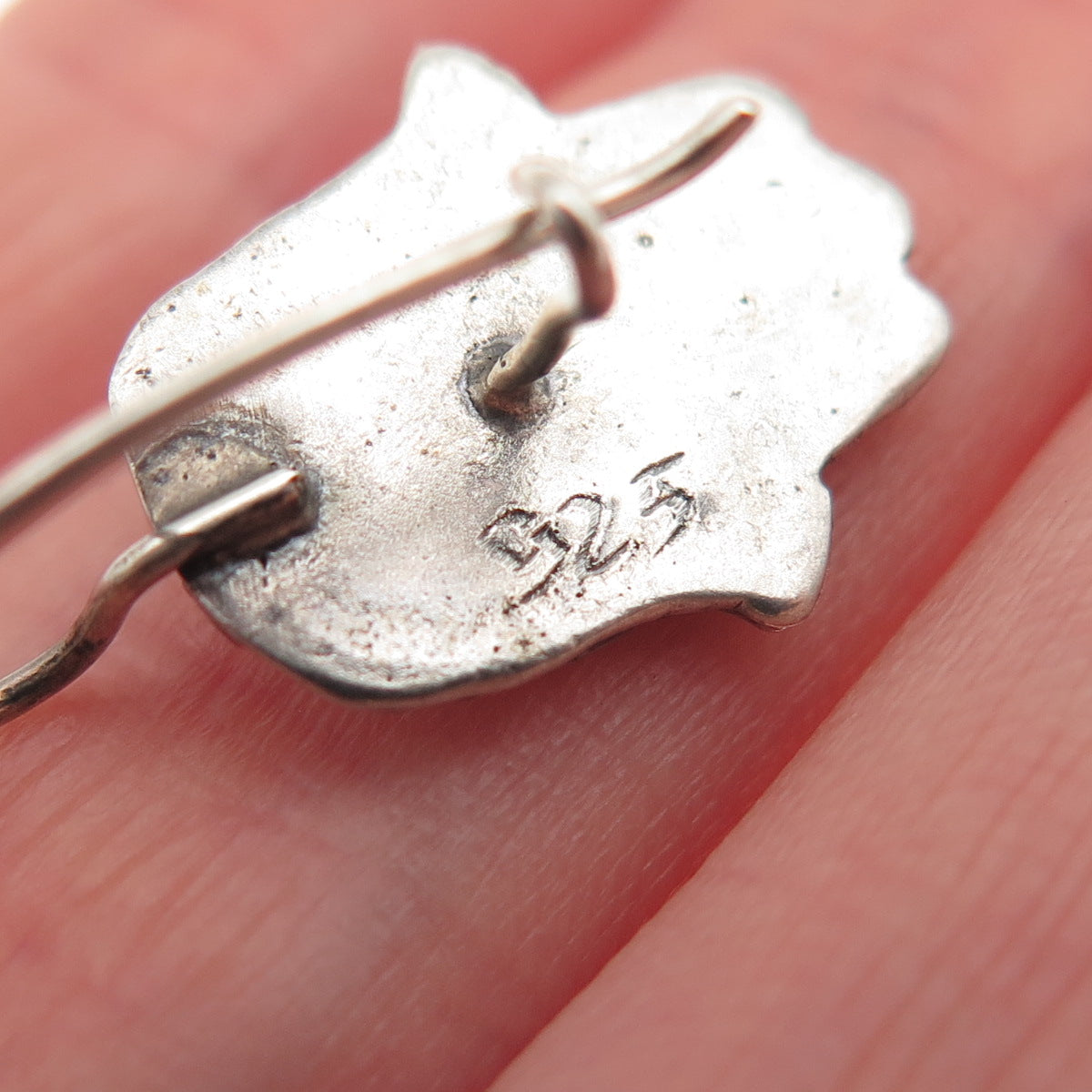 925 Sterling Silver Vintage Real Tourmaline Star of David Hamsa Judaica Earrings