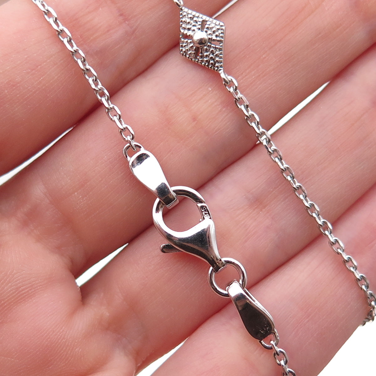 925 Sterling Silver Floral Station By The Yard Cable Chain Necklace 36"