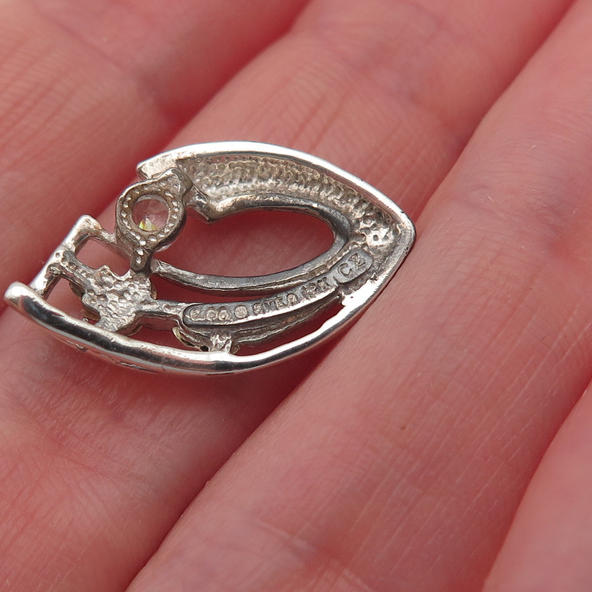Coleman Co. 925 Sterling 12K Gold Vintage C Z Floral Mini Slide Charm Pendant