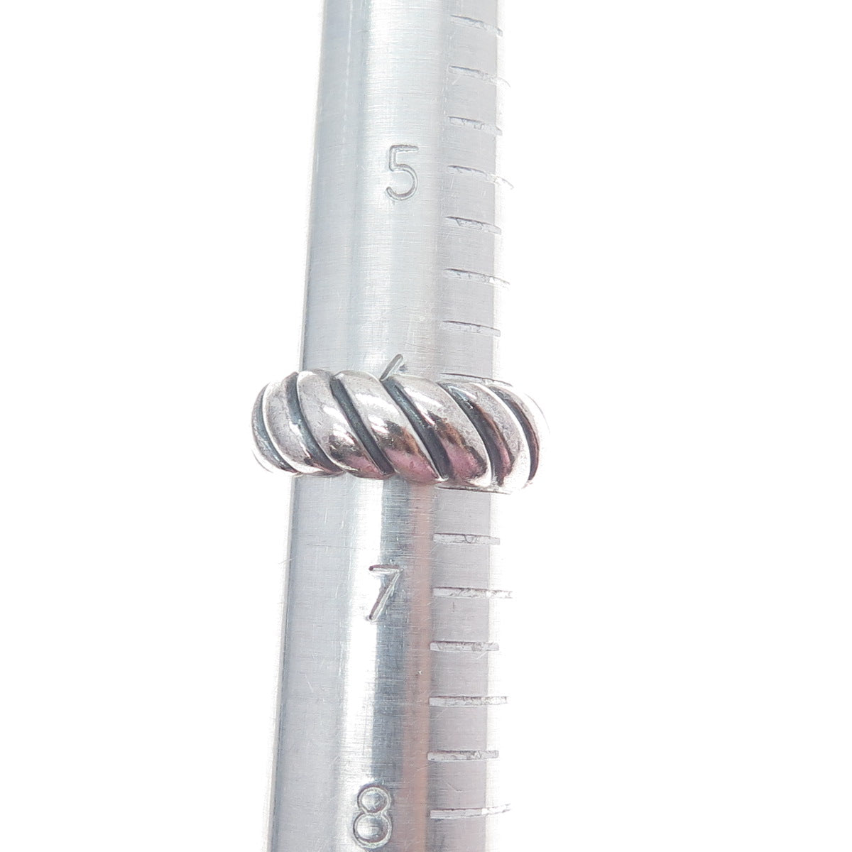 925 Sterling Silver Vintage Twisted Rope Band Oxidized Ring Size 6.5