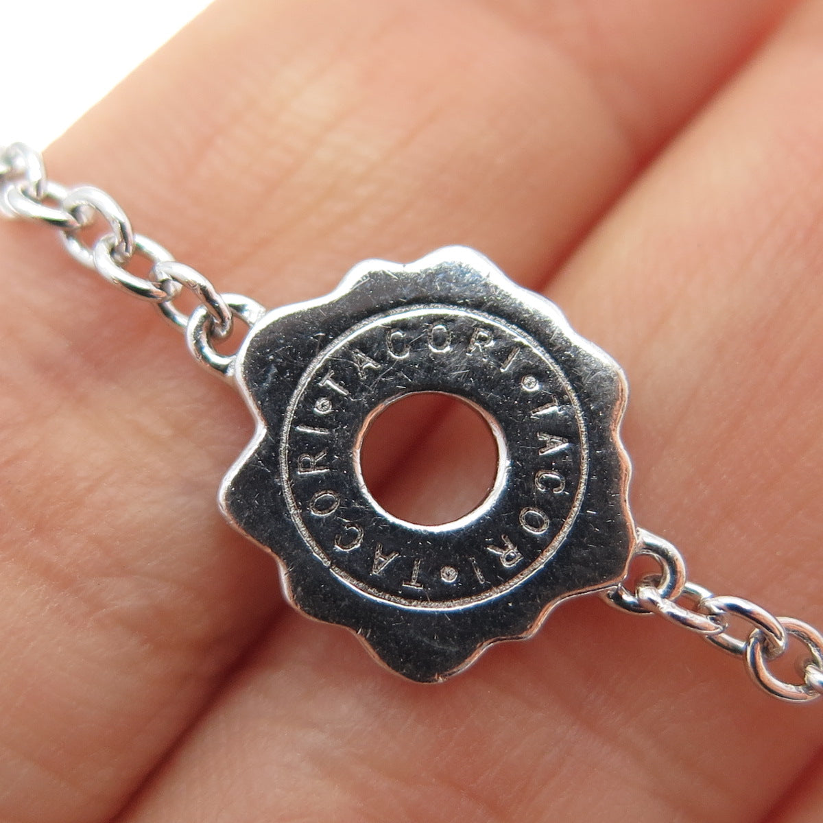 TACORI 925 Sterling Silver Round-Cut C Z By The Yard Station Chain Necklace 20"