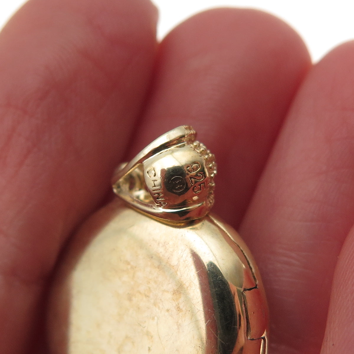 925 Sterling Silver Gold Plated Real Diamond Clover Locket Charm Pendant