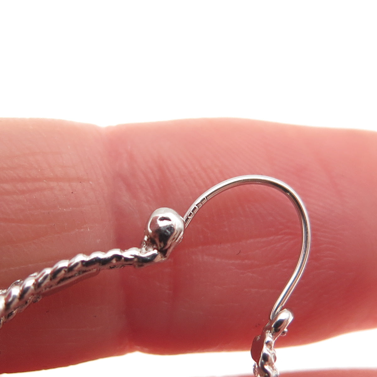 925 Sterling Silver Vintage Twisted Crescent Hoop Dangle Earrings