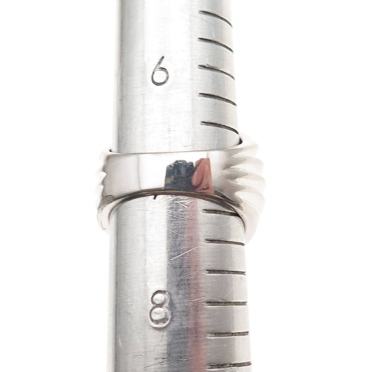 SX Sally C 925 Sterling Silver Vintage Modernist Ribbed Ring Size 7.25