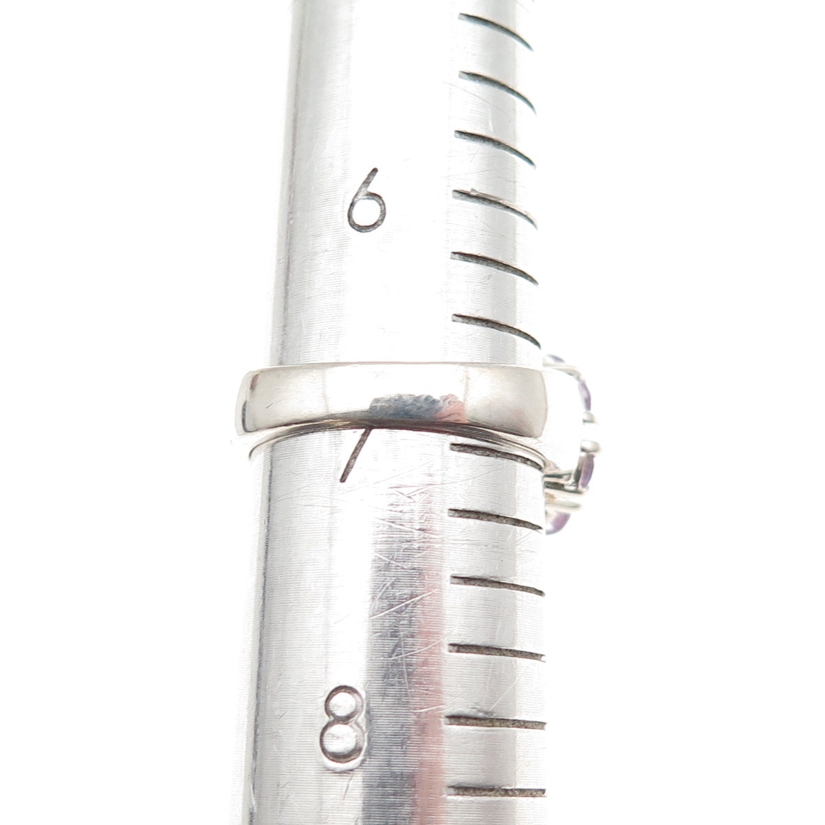 925 Sterling Silver Real Lavender Jade & Amethyst Ring Size 7