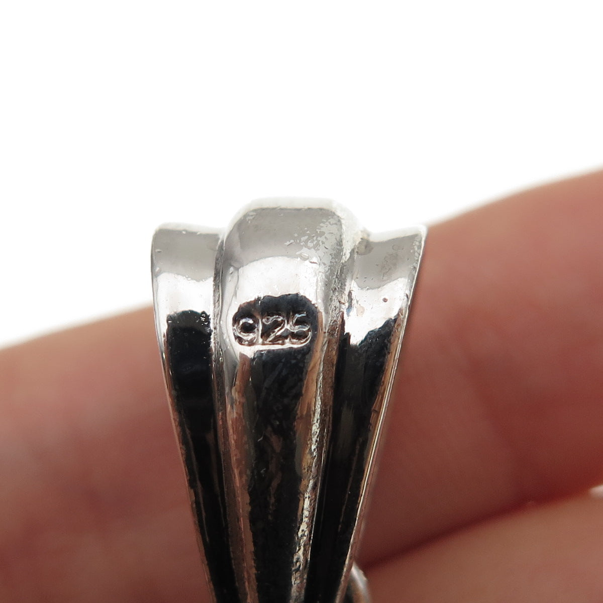 925 Sterling Silver Round-Cut C Z Ribbed Cross Large Pendant