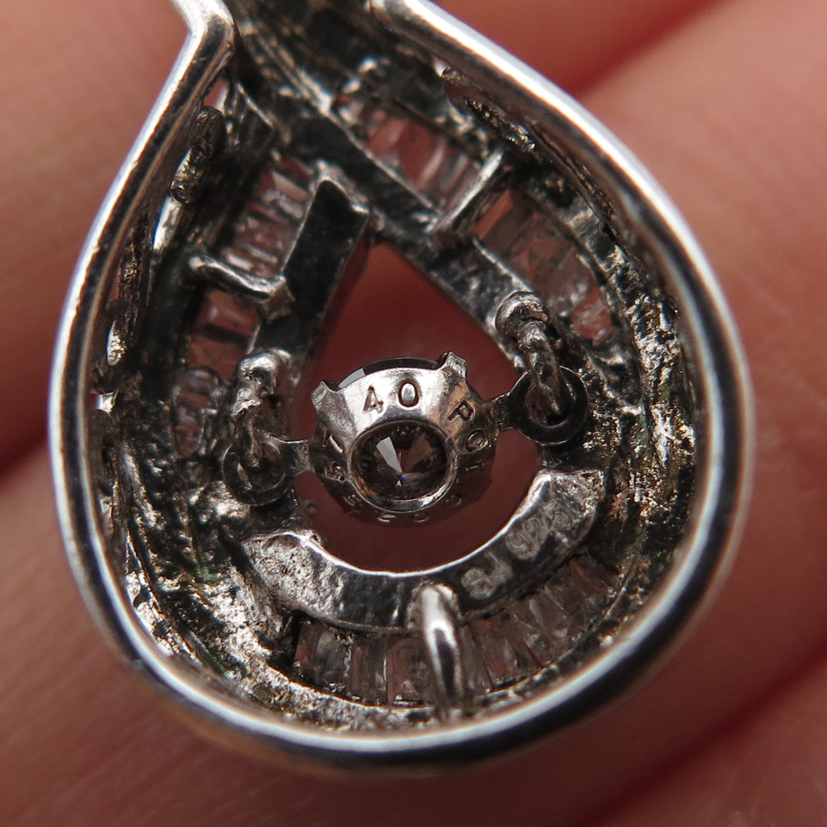 925 Sterling Real Round Tapered Baguette-Cut Diamond Infinity Mini Slide Pendant