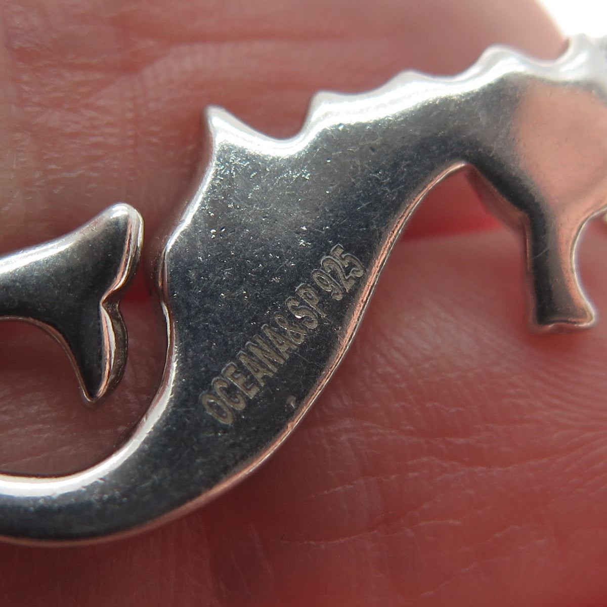 OCEANA & SP 925 Sterling Silver Real Blue Opal Gemstone Seahorse Pendant