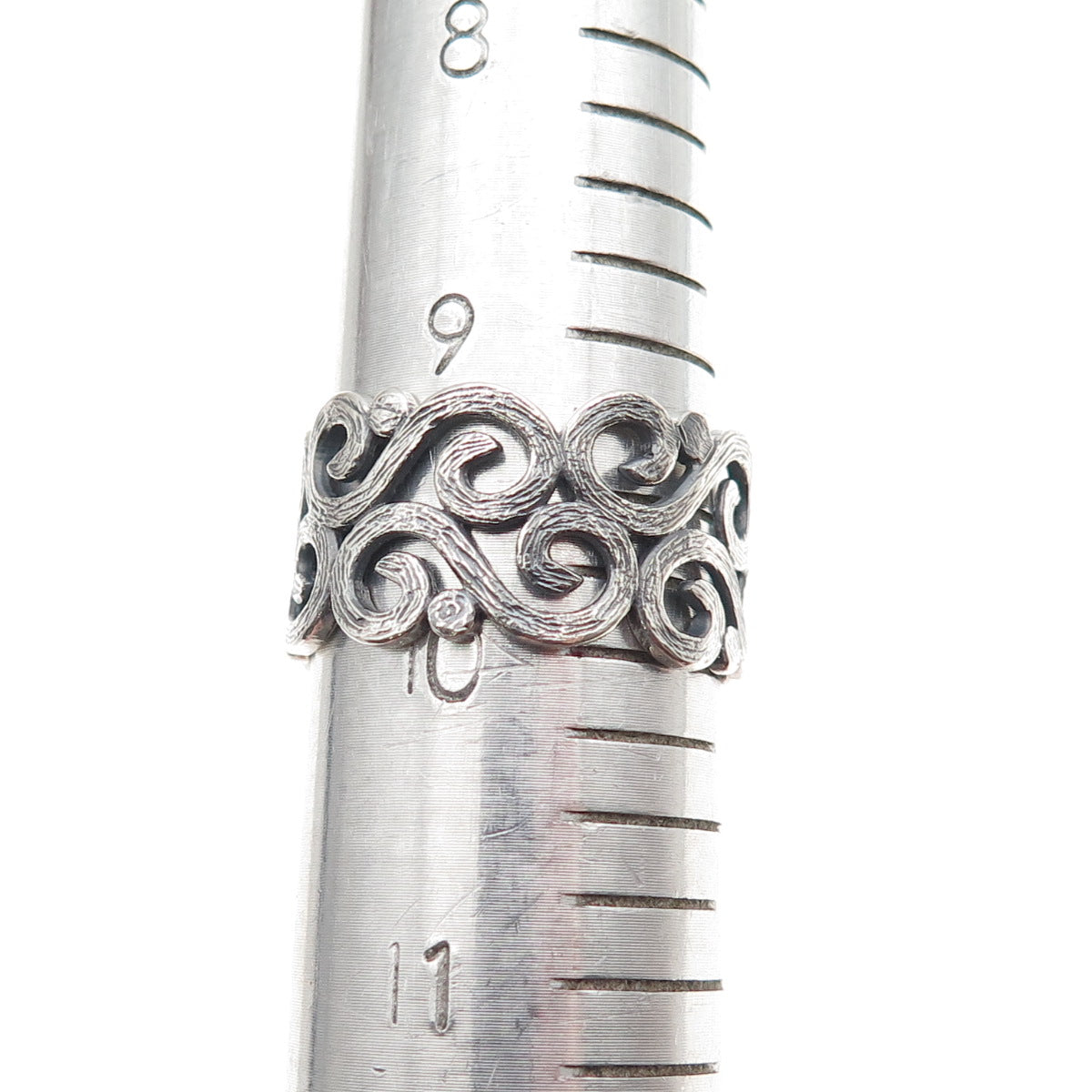 925 Sterling Silver Vintage Israel Real Amethyst Swirl Oxidized Ring Size 10