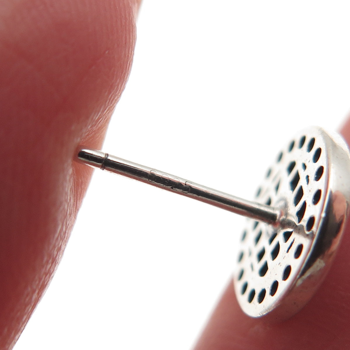 925 Sterling Silver Round-Cut C Z Mercedes-Benz Stud Earrings