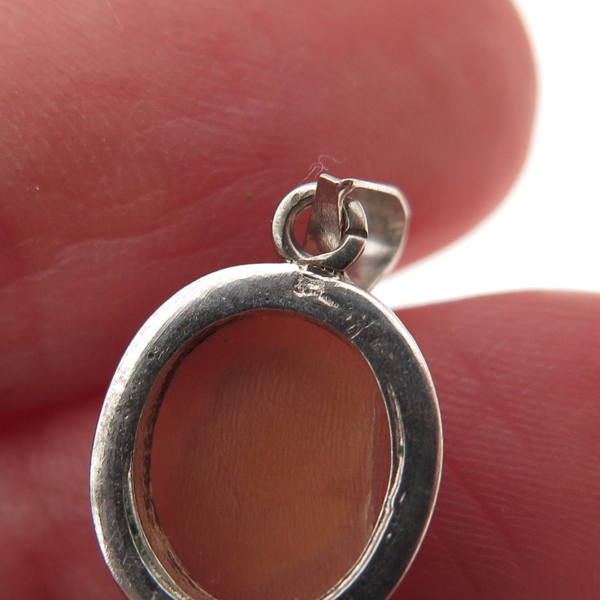 925 Sterling Silver 2-Tone Vintage Real MOP Floral Cameo Charm Pendant